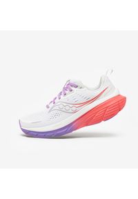 Buty do biegania damskie Saucony Ride 18. Kolor: fioletowy, biały, różowy, wielokolorowy. Wzór: geometria