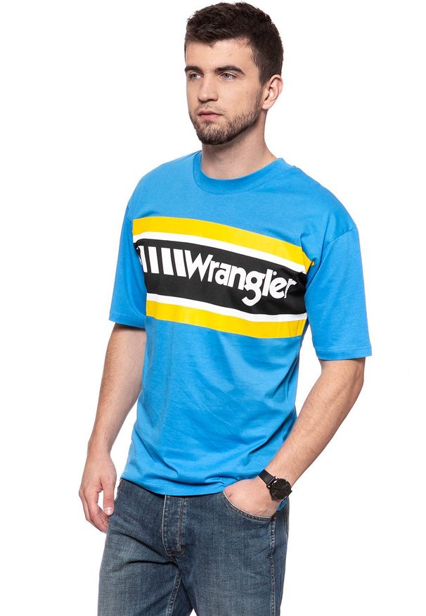 Wrangler - WRANGLER T SHIRT B&Y OVERSIZED T MEDITERRANEAN BLUE W7C44GHBR $. Wzór: nadruk. Sezon: lato. Styl: retro