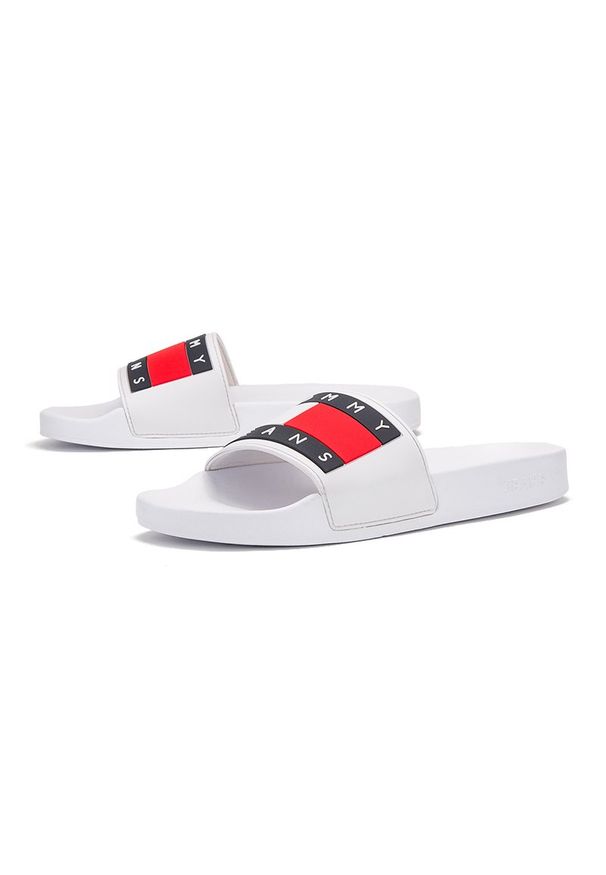 TOMMY HILFIGER FLAG POOL SLIDE > EN0EN00474-YBS. Materiał: syntetyk, materiał. Wzór: aplikacja. Styl: sportowy