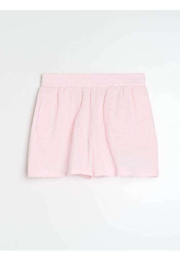 Sinsay - Luźne muślinowe szorty z kieszeniami - różowy. Kolor: różowy