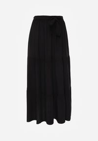 Renee - Czarna Rozkloszowana Spódnica Maxi z Wiskozy z Materiałowymi Paskami Wintelis. Okazja: na imprezę, na co dzień, na spotkanie biznesowe. Kolor: czarny. Materiał: materiał, wiskoza. Wzór: kolorowy, paski. Sezon: lato. Styl: wakacyjny, casual, biznesowy, elegancki #4