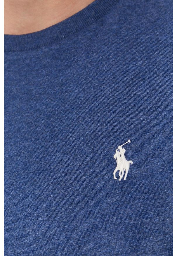 Polo Ralph Lauren - T-shirt. Okazja: na co dzień. Typ kołnierza: polo. Kolor: niebieski. Materiał: dzianina. Wzór: gładki, aplikacja. Styl: casual