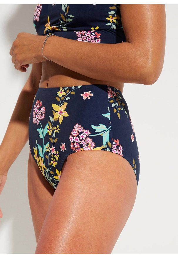 bonprix - Bikini bustier (2 części). Kolor: niebieski. Materiał: poliamid. Wzór: nadruk