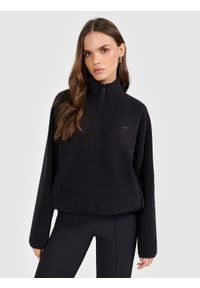 4f - 4F Polar regular bez kaptura damski - czarny M. Typ kołnierza: bez kaptura. Kolor: czarny. Materiał: polar. Długość rękawa: raglanowy rękaw #1