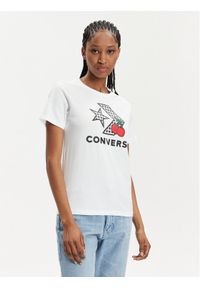 Converse T-Shirt Cherry Star Chevron 10026042-A01 Biały Slim Fit. Kolor: biały. Materiał: bawełna