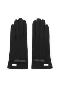 Wittchen - Damskie rękawiczki z małą kokardką. Kolor: czarny. Materiał: wełna. Wzór: haft. Sezon: zima. Styl: klasyczny, elegancki #4