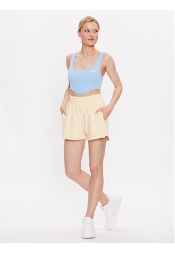 Guess Szorty sportowe Dalya V3GD07 KAIJ1 Żółty Loose Fit. Kolor: żółty. Materiał: bawełna