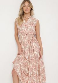 Born2be - Różowa Wiskozowa Sukienka Bez Rękawów z Wiązanym Paskiem Filimea. Okazja: na co dzień. Typ kołnierza: dekolt w kształcie V. Kolor: różowy. Materiał: wiskoza. Długość rękawa: bez rękawów. Typ sukienki: proste. Styl: casual, elegancki #2