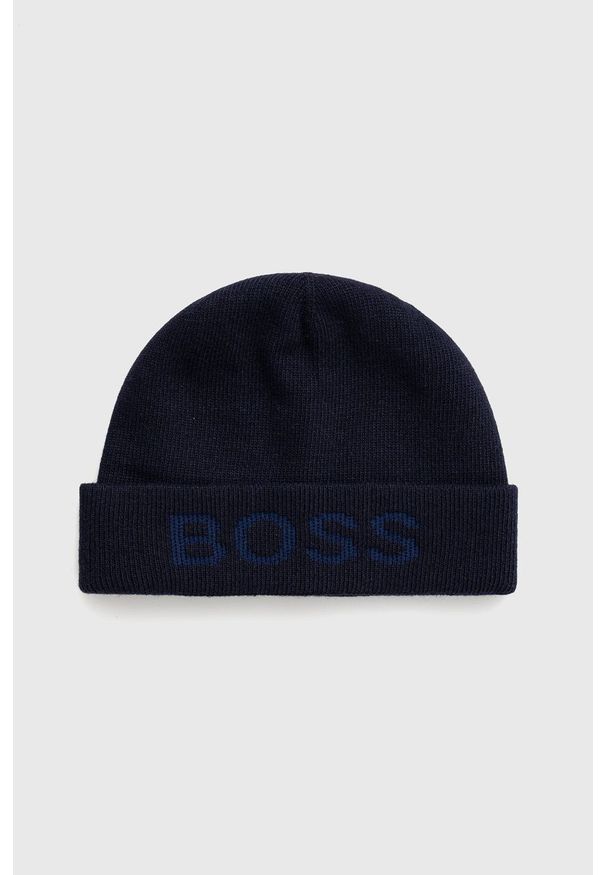 BOSS - Boss - Czapka. Kolor: niebieski. Materiał: włókno, materiał
