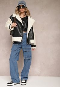 Renee - Niebieskie Bawełniane Spodnie Bojówki z Prostymi Nogawkami i Kieszeniami z Klapami Aranduil. Kolor: niebieski. Materiał: bawełna. Styl: elegancki #3