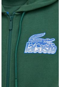 Lacoste bluza bawełniana męska kolor zielony z kapturem z nadrukiem. Typ kołnierza: kaptur. Kolor: zielony. Materiał: bawełna. Wzór: nadruk #2