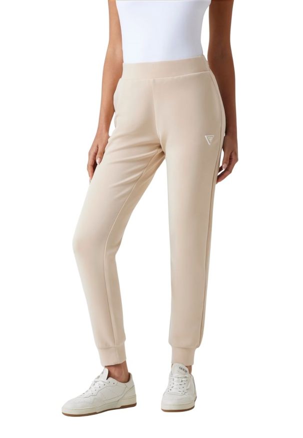 Guess - GUESS Spodnie damskie dresowe w kolorze taupe Olympe, Rozmiar L. Kolor: beżowy. Materiał: dresówka