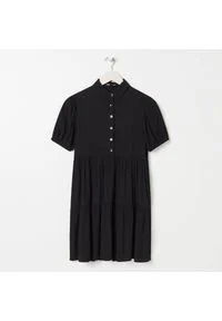 Sinsay - Sukienka koszulowa - Czarny. Kolor: czarny. Typ sukienki: koszulowe