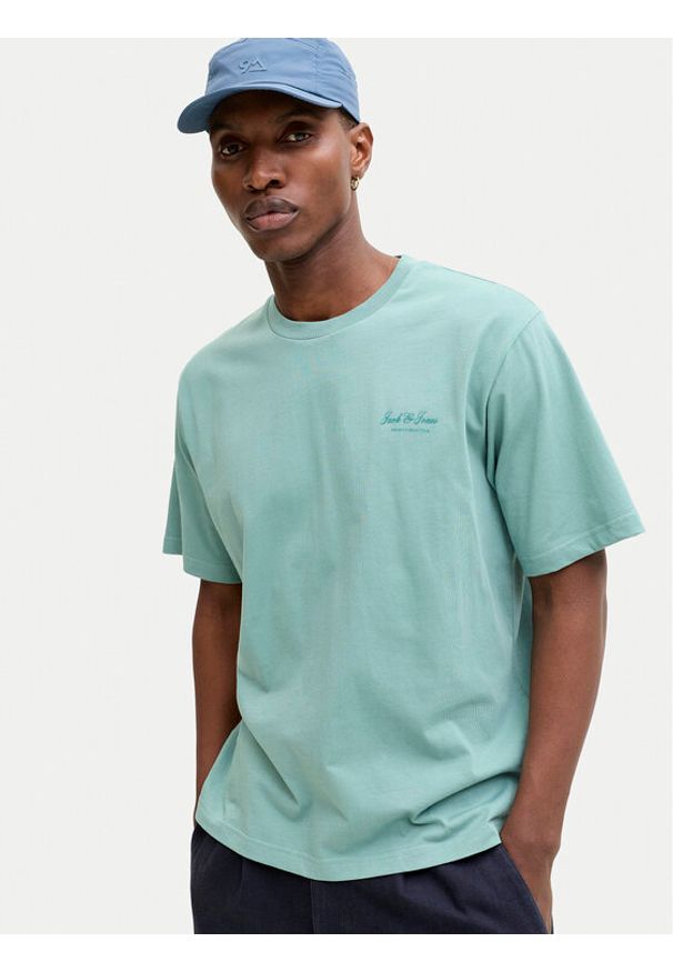 Jack & Jones T-Shirt Earchive 12287990 Turkusowy Regular Fit. Kolor: turkusowy. Materiał: bawełna