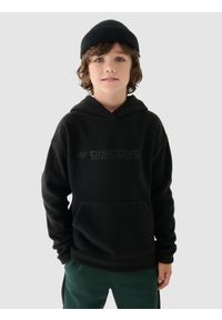 4f - 4F Polar z kapturem regular chłopięcy - czarny 164 (13-14 lat). Typ kołnierza: kaptur. Kolor: czarny. Materiał: polar. Wzór: napisy, nadruk, gładki. Sezon: lato. Sport: snowboard, wspinaczka, turystyka piesza, narciarstwo #1