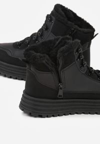 Born2be - Czarne Sneakersy na Grubej Podeszwie z Futerkiem Alweda. Okazja: na co dzień. Kolor: czarny. Materiał: futro #4