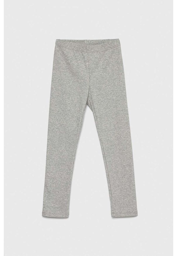 GAP legginsy dziecięce kolor szary gładkie. Kolor: szary. Materiał: dzianina. Wzór: gładki
