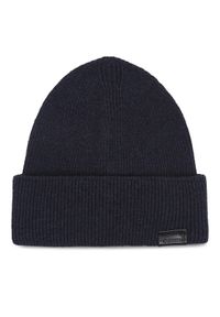 Calvin Klein Czapka Leather Patch Docker Beanie K50K510978 Granatowy. Kolor: niebieski. Materiał: wełna #1