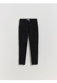 Reserved - Spodnie Slim fit - czarny. Kolor: czarny. Materiał: włókno, bawełna