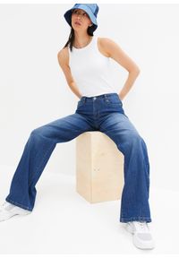 bonprix - Dżinsy Wide Leg, Mid Waist, ze stretchem. Kolor: niebieski