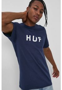 HUF T-shirt bawełniany kolor granatowy z nadrukiem. Okazja: na co dzień. Kolor: niebieski. Materiał: bawełna. Wzór: nadruk. Styl: casual