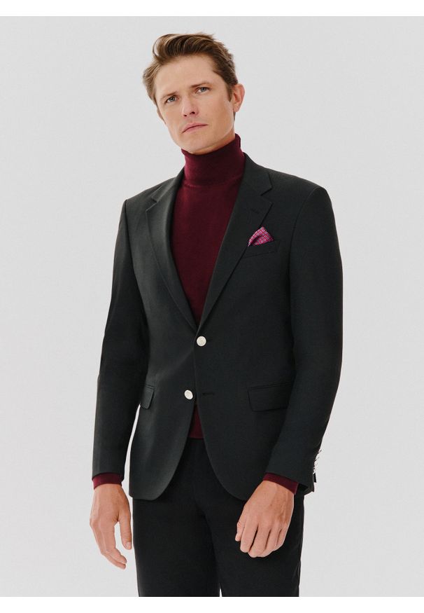 Pako Lorente - PAKO LORENTE – Czarna casualowa marynarka męska. Okazja: na co dzień. Kolor: czarny. Wzór: gładki. Styl: casual