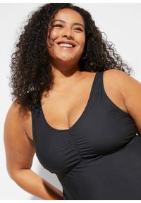 bonprix - Sukienka kąpielowa shape z dekoltem w serek, średni stopień modelowania sylwetki. Typ kołnierza: dekolt w serek. Kolor: czarny. Materiał: materiał. Styl: elegancki #2