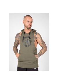 GORILLA WEAR - Tank Top fitness męski Gorilla Wear Lawrence Hooded z kapturem. Typ kołnierza: kaptur. Kolor: zielony. Długość rękawa: bez rękawów. Sport: fitness