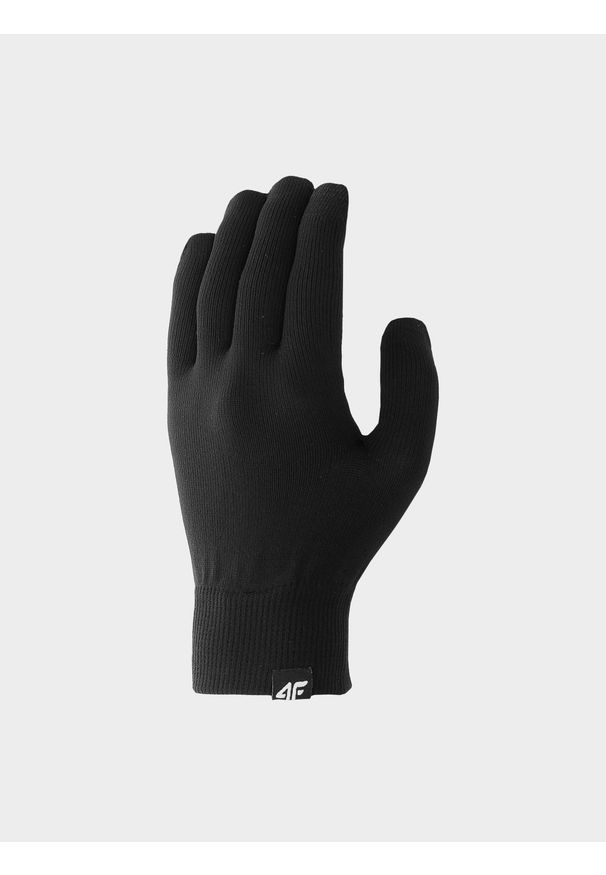 4f - Rękawiczki dzianinowe bezszwowe Touch Screen uniseks - czarne. Kolor: czarny. Materiał: dzianina. Sezon: zima. Styl: casual