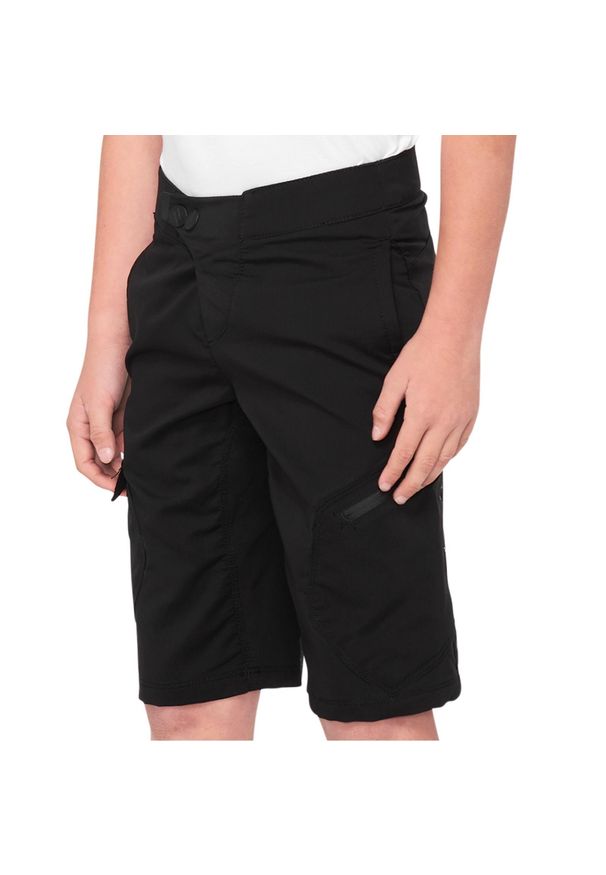 Spodenki dziecięce 100% Ridecamp. Kolor: czarny. Styl: sportowy