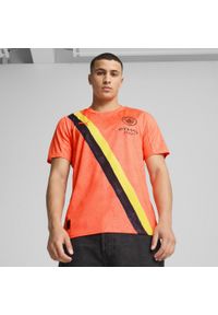 Puma - Męska koszulka KIDSUPER × MANCHESTER CITY PUMA Neon Sun Black Orange. Kolor: czarny, pomarańczowy, wielokolorowy, żółty. Sport: piłka nożna