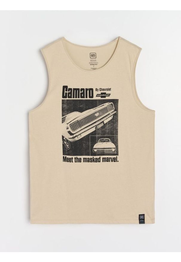 Sinsay - Tank top GM PB - beżowy. Kolor: beżowy