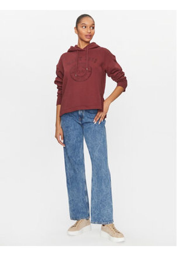 GANT - Gant Bluza Rel Tonal Graphic Hoodie 4200722 Bordowy Relaxed Fit. Kolor: czerwony. Materiał: bawełna