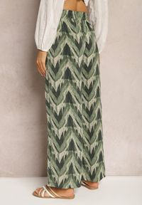 Renee - Zielone Szerokie Spodnie z Gumką i Wiązaniem w Talii Vayolet. Okazja: na co dzień. Kolor: zielony. Materiał: tkanina. Styl: casual #5