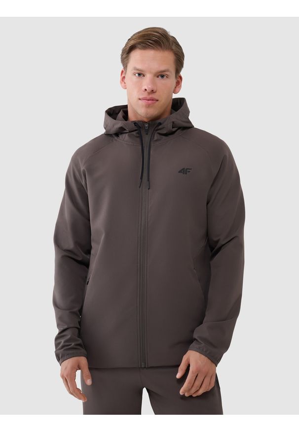 4f - 4F Bluza treningowa regular szybkoschnąca męska - brązowa XL. Typ kołnierza: kaptur. Kolor: brązowy. Materiał: elastan, włókno, dzianina, materiał, syntetyk. Długość rękawa: raglanowy rękaw. Wzór: ze splotem, gładki, jednolity. Styl: sportowy. Sport: fitness
