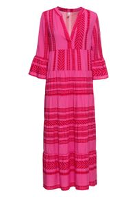 Długa sukienka bonprix czerwono-różowy wzorzysty. Kolor: czerwony. Długość: maxi #1