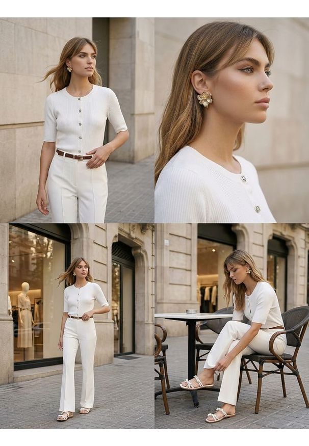 Sinsay - Prążkowany kardigan zapinany na guziki - biały. Kolor: biały. Materiał: prążkowany