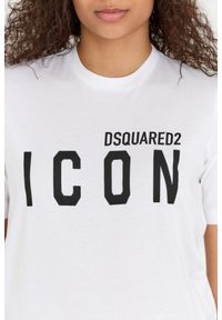 DSQUARED2 Biały t-shirt damski z logo icon, Rozmiar L. Kolor: biały. Materiał: bawełna #5