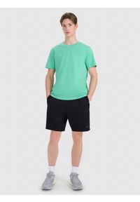 4f - 4F T-shirt regular z nadrukiem męski - zielony M. Okazja: na co dzień. Kolor: zielony. Materiał: bawełna, materiał, jersey. Długość rękawa: krótki rękaw. Długość: krótkie. Wzór: nadruk. Styl: klasyczny, sportowy, casual