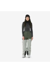 KUIKMA - Spodnie narciarskie i snowboardowe damskie Quechua 500 AM. Kolor: brązowy, zielony, wielokolorowy. Materiał: materiał. Długość: długie. Sezon: zima. Sport: narciarstwo, snowboard
