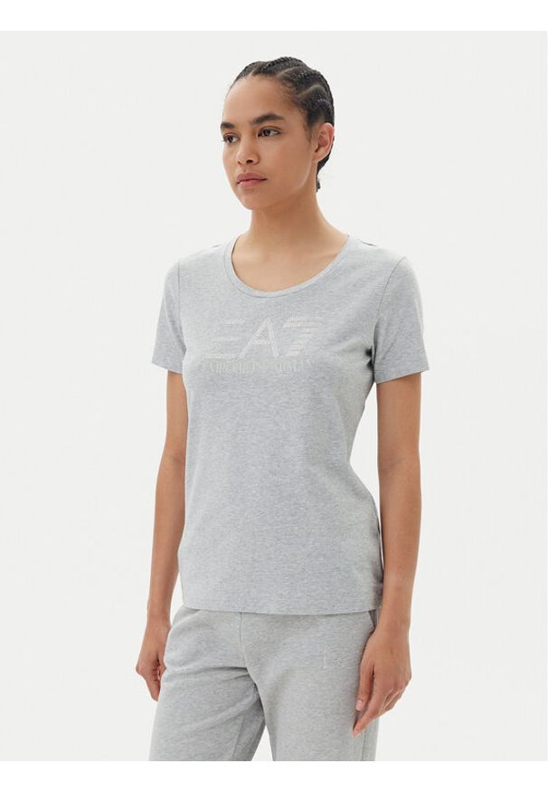 EA7 Emporio Armani T-Shirt 7W000094 AF10373 O8002 Szary Slim Fit. Kolor: szary. Materiał: bawełna