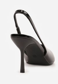 Renee - Czarne Czółenka Sandały Slingback Vices na Obcasie Typu Szpilka Tilionea. Okazja: na ślub cywilny, na wesele. Kolor: czarny. Materiał: jeans. Obcas: na obcasie. Styl: elegancki. Wysokość obcasa: średni #8