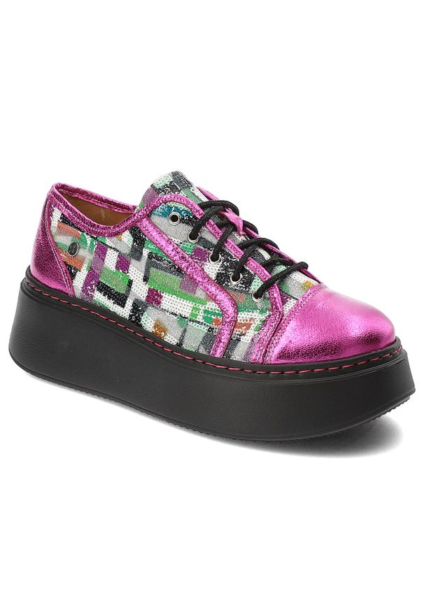 Różowe Sneakersy Maciejka Modne Obuwie Damskie. Okazja: na spacer, na co dzień. Kolor: różowy. Materiał: materiał. Wzór: kolorowy. Styl: casual