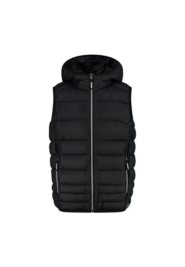 Dziecięca kurtka bez rękawów z kapturem CMP. Typ kołnierza: kaptur. Kolor: czarny. Długość rękawa: bez rękawów. Styl: sportowy