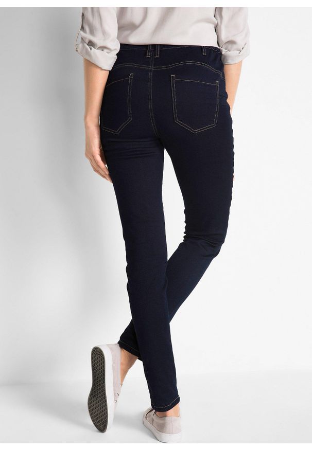 bonprix - Dżinsy o kroju slim fit, z dużą zawartością stretchu, high waist. Stan: podwyższony. Kolor: niebieski