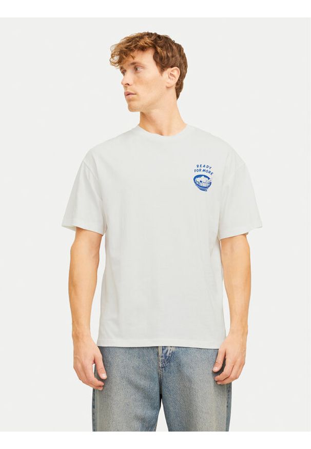 Jack & Jones T-Shirt Charge 12269384 Biały Relaxed Fit. Kolor: biały. Materiał: bawełna