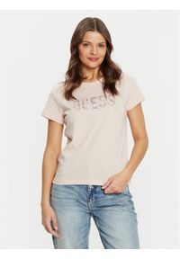 Guess T-Shirt W5RI19 I3Z14 Beżowy Regular Fit. Kolor: beżowy. Materiał: bawełna #1