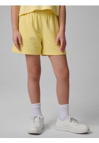 4f - 4F Spodenki dresowe dziewczęce - żółte 158 (12-13 lat). Kolor: żółty. Materiał: dresówka. Sezon: lato #2