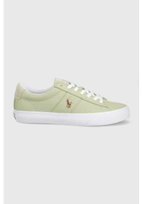 Polo Ralph Lauren buty SAYER męskie kolor zielony. Nosek buta: okrągły. Zapięcie: sznurówki. Kolor: zielony. Materiał: guma