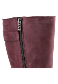 Bordowe Kozaki Simen Damskie Modne Ocieplane Buty. Okazja: na co dzień. Zapięcie: pasek. Kolor: czerwony. Szerokość cholewki: normalna. Materiał: jeans. Sezon: zima, jesień. Obcas: na obcasie. Styl: casual, rockowy, elegancki. Wysokość obcasa: średni #4